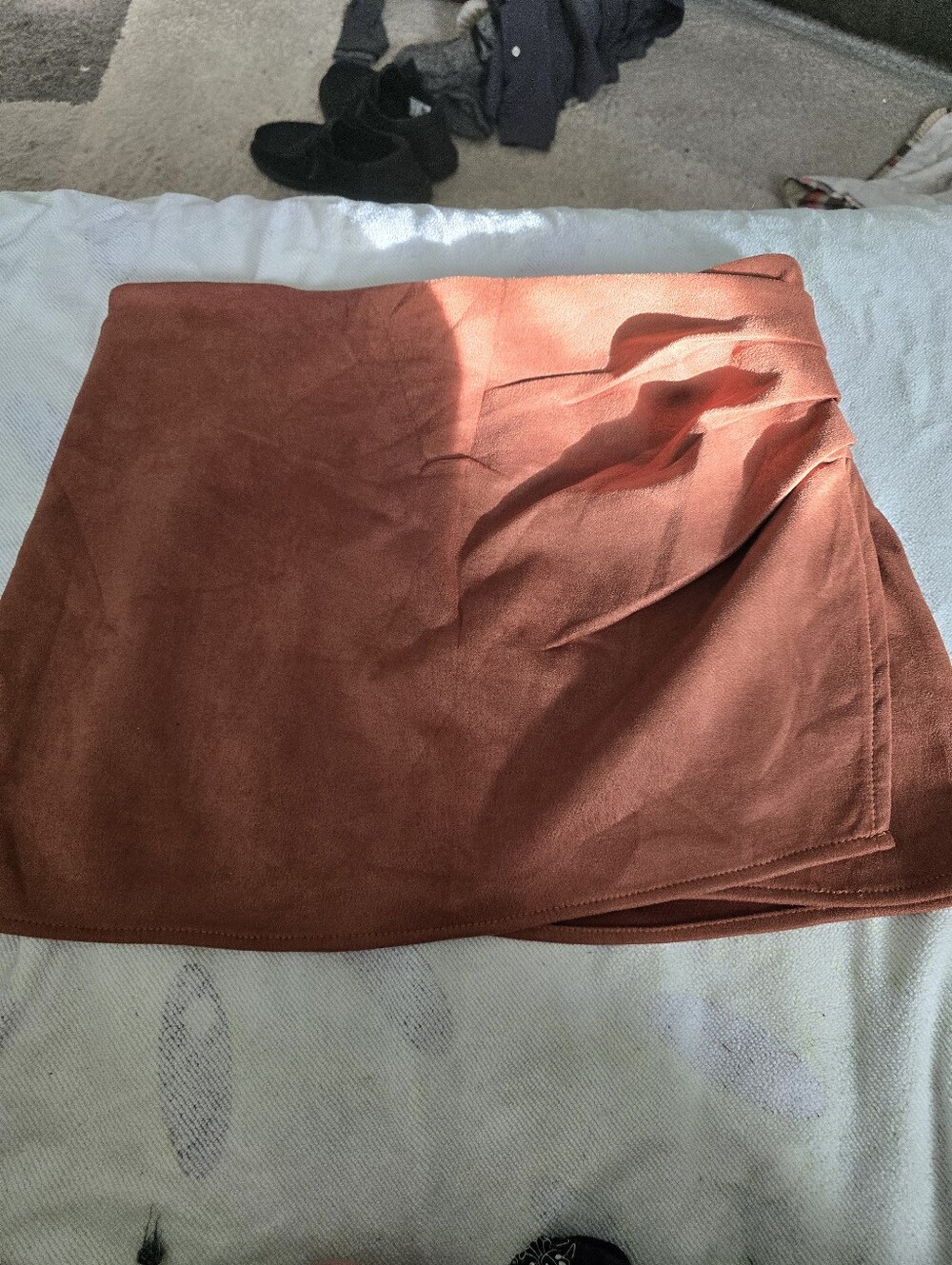Shein Large Bronze Suede Skirt